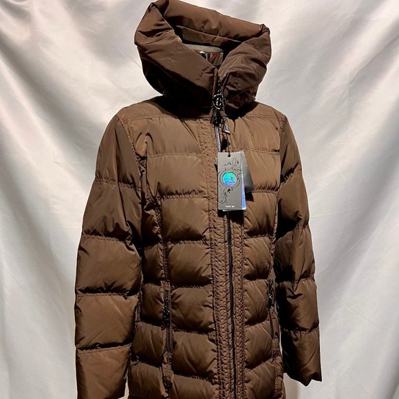 New Duck Down Flash Geo Super Warm Winter Coat & Puffer Jacket Large in Tan - Picture 9 of 14